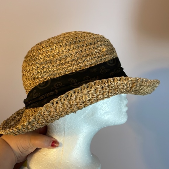 Walt Disney World Straw Hat Adult size with Mickey Head fabric band around hat - Picture 4 of 15